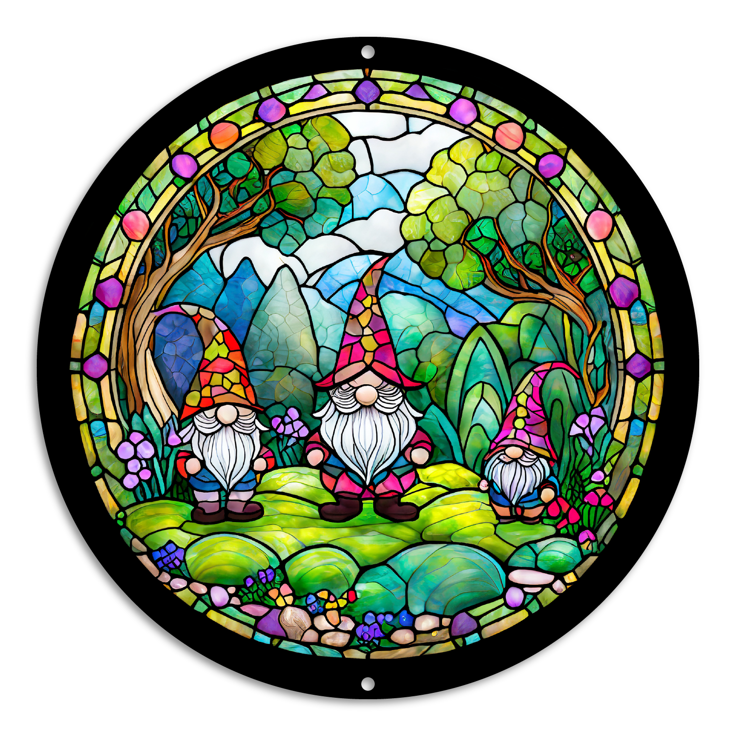 Stained Glass Style Print Gnomes (#1)