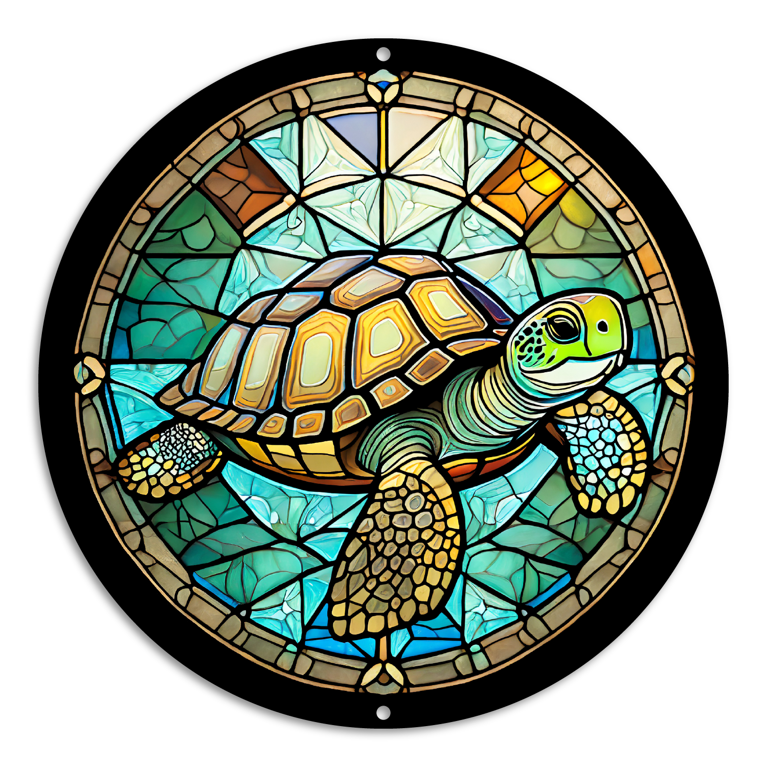 Stained Glass Style Print Turtle (#1)