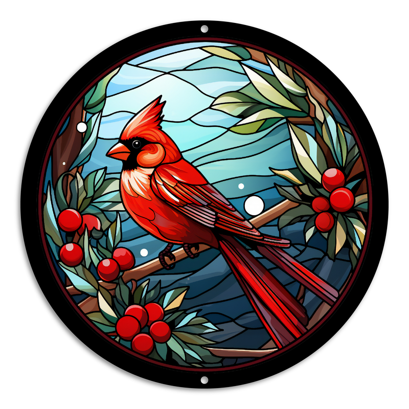 Stained Glass Style Print Cardinal (#7)