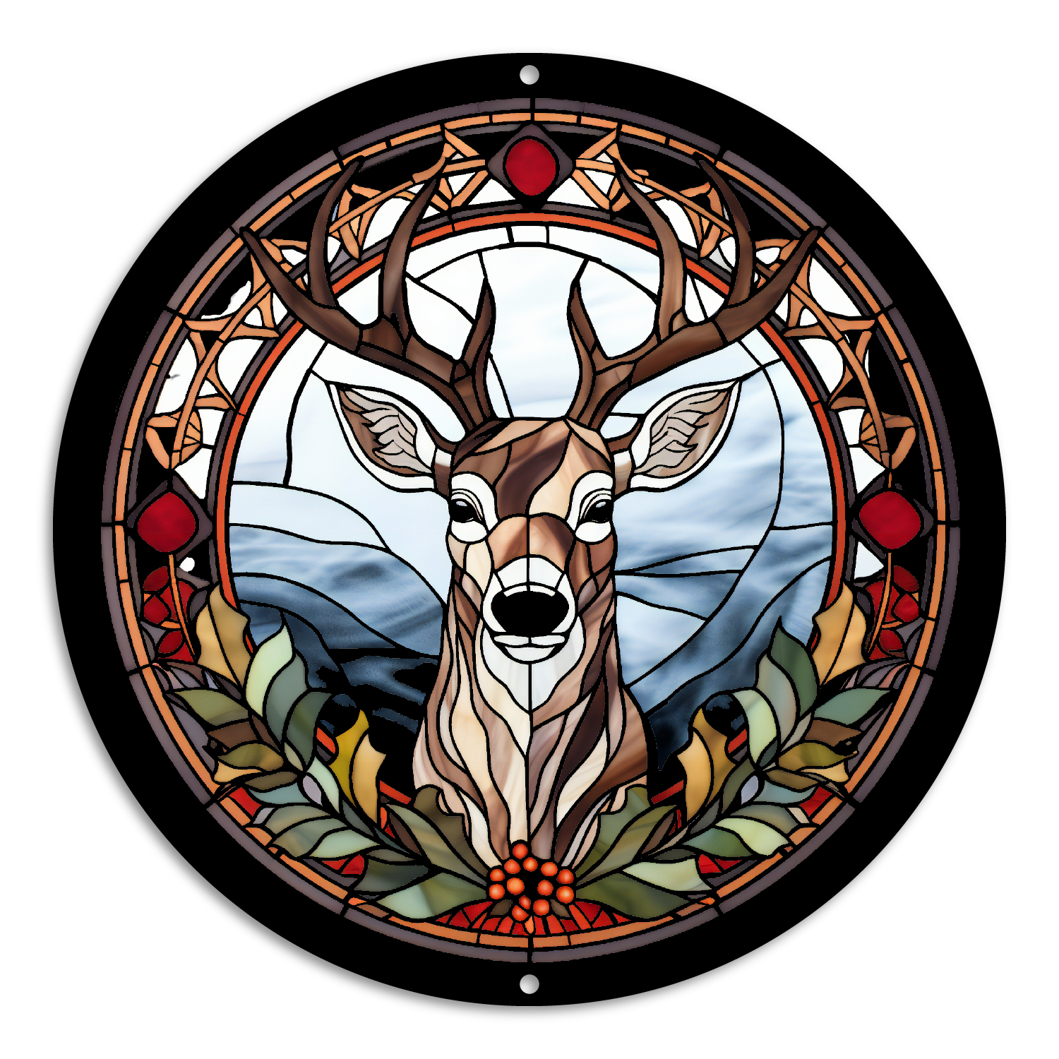 Stained Glass Style Print Christmas Deer (#2)