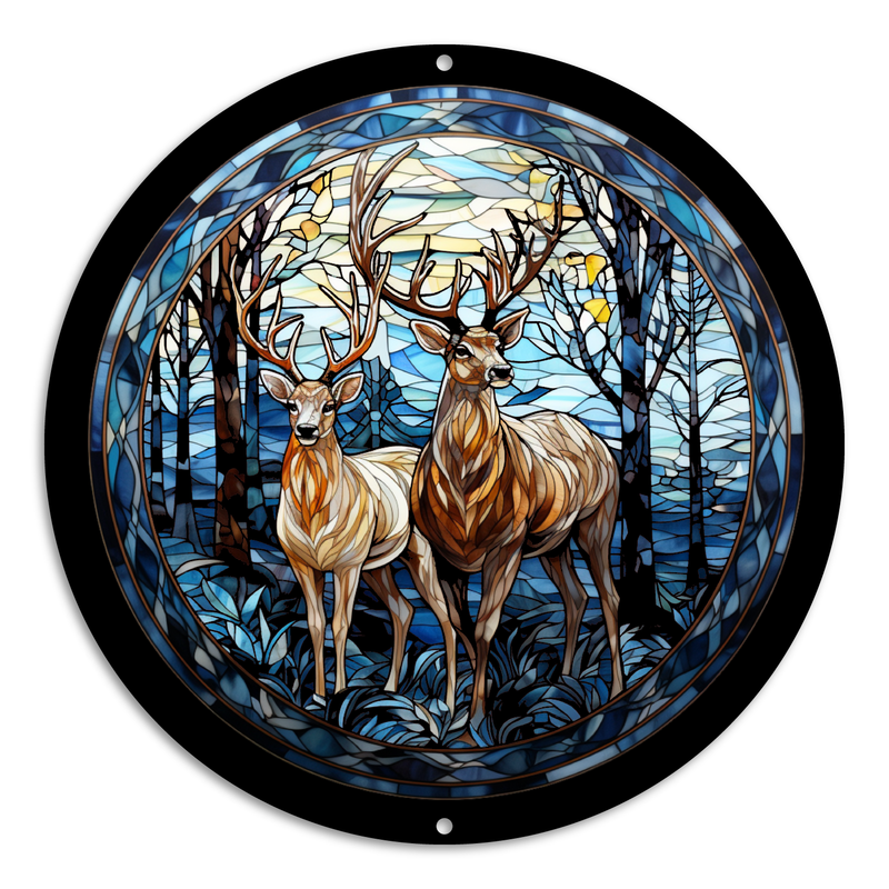 Stained Glass Style Print Christmas Deer (#3)