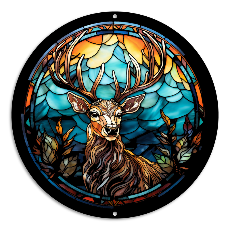 Stained Glass Style Print Christmas Deer (#4)