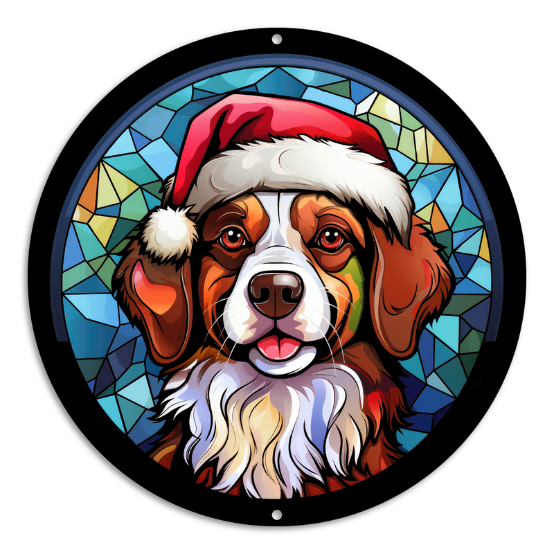 Stained Glass Style Print Christmas Dog (#1)