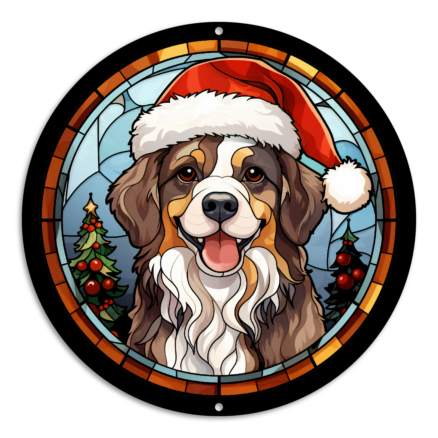 Stained Glass Style Print Christmas Dog (#2)