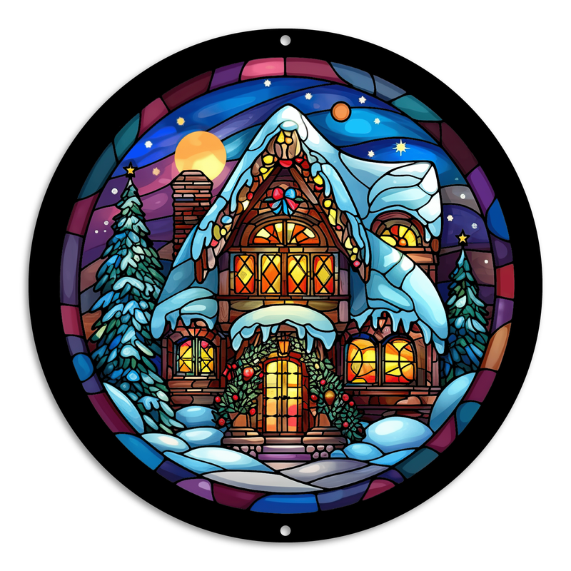 Stained Glass Style Christmas House (1)