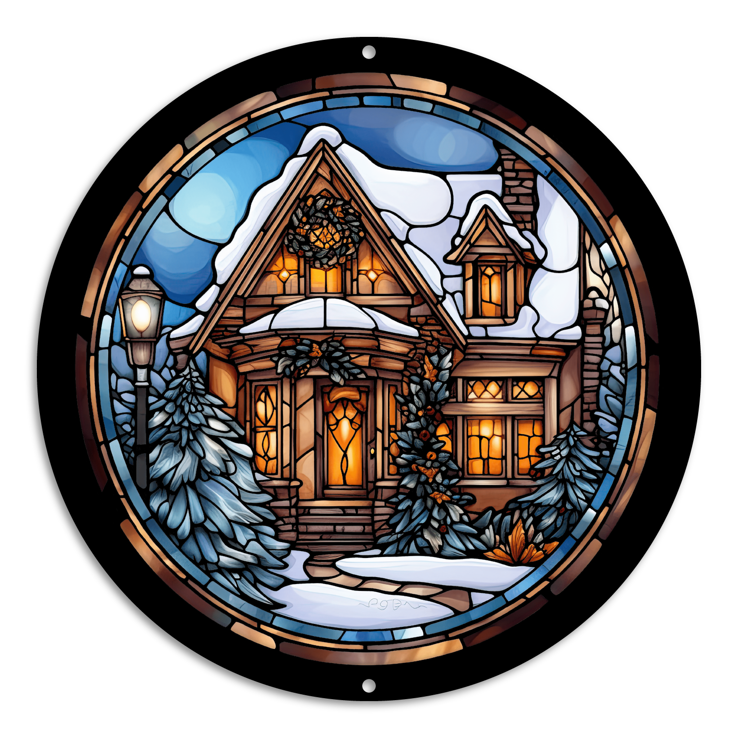 Stained Glass Style Christmas House (2)