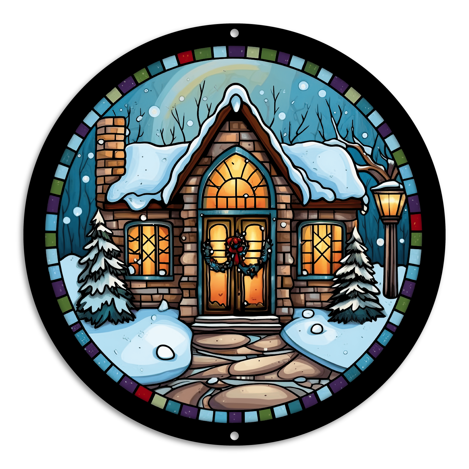 Stained Glass Style Christmas House (3)