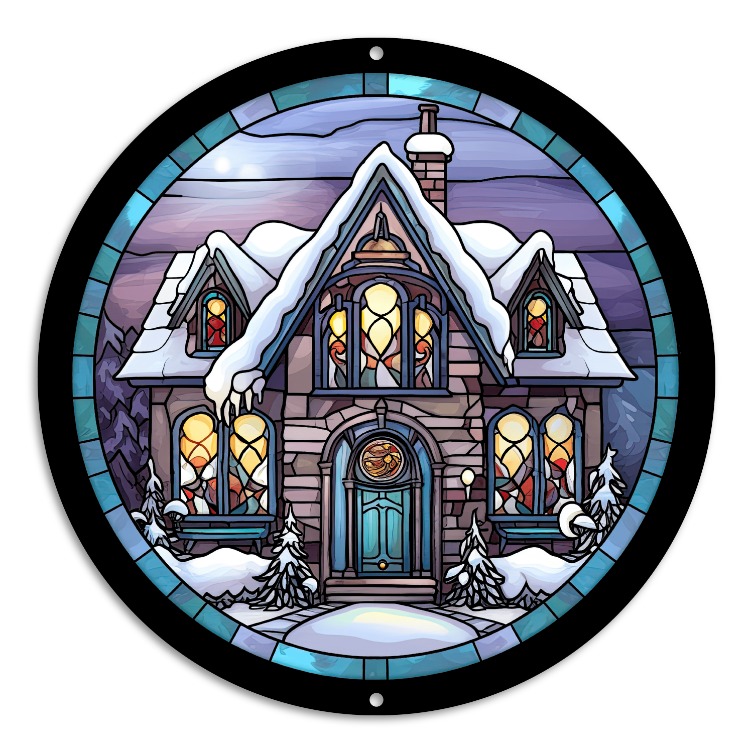 Stained Glass Style Christmas House (4)
