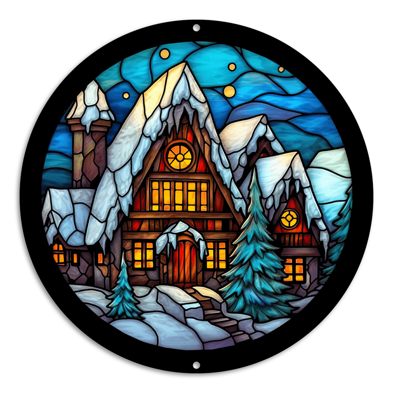 Stained Glass Style Christmas House (5)