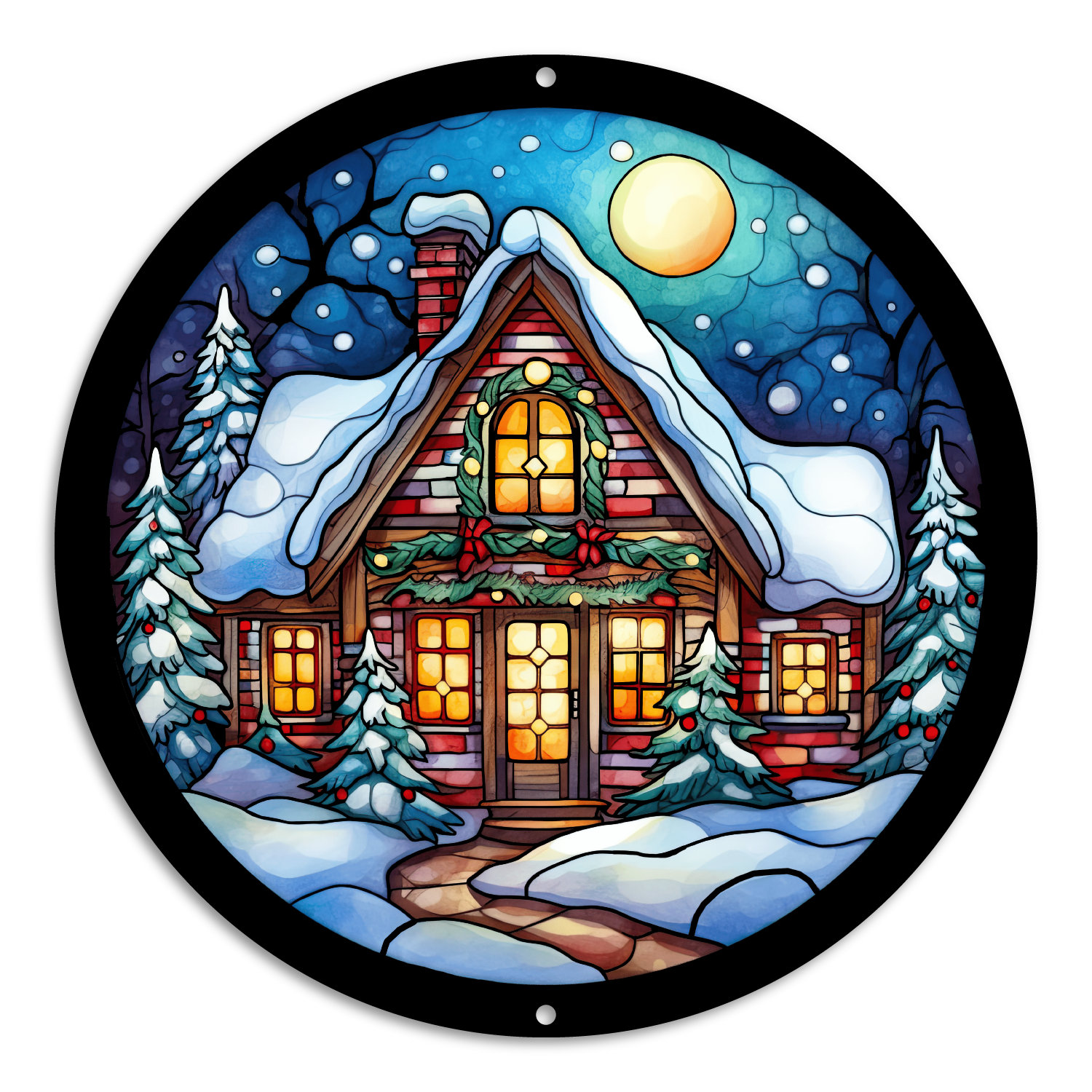 Stained Glass Style Christmas House (7)