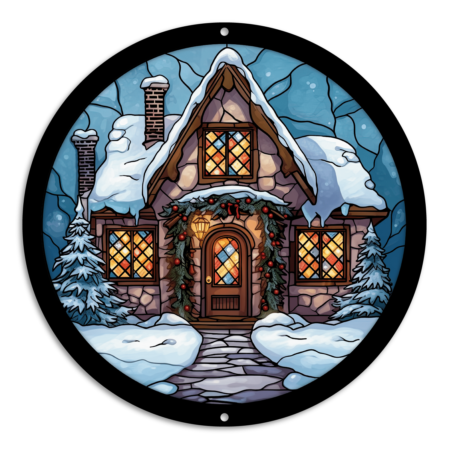 Stained Glass Style Christmas House (8)