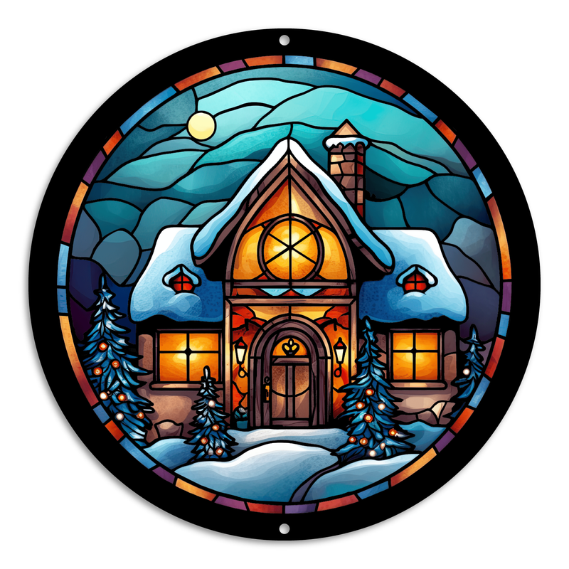 Stained Glass Style Christmas House (9)