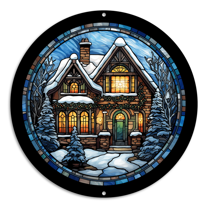 Stained Glass Style Christmas House (10)