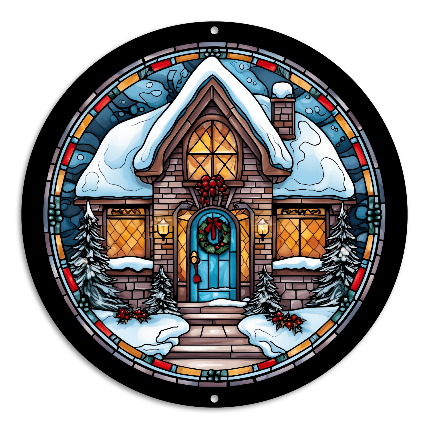 Stained Glass Style Christmas House (12)