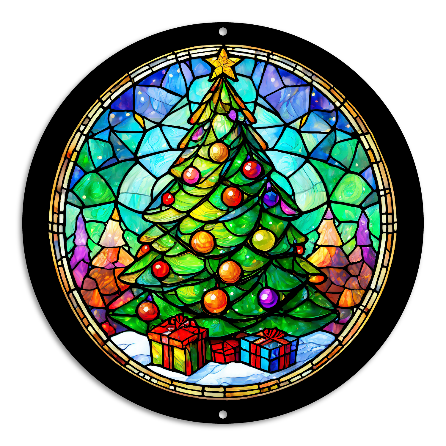 Stained Glass Style Print Christmas Trees (#11)