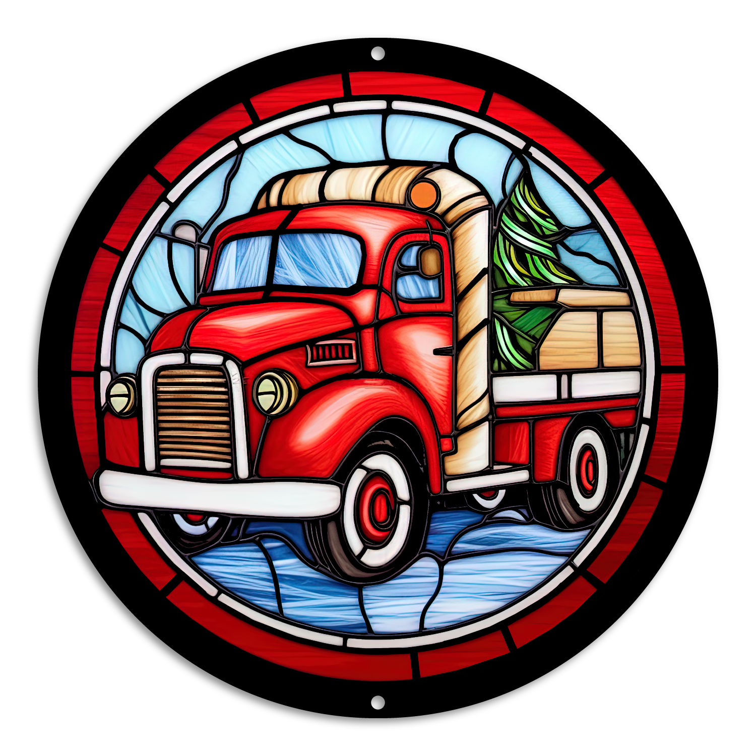 Stained Glass Style Print Christmas Truck (#6)