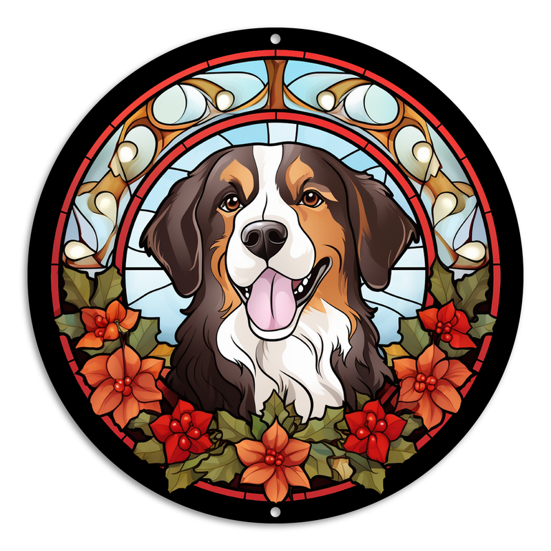Stained Glass Style Print Bernese Mountain Dog