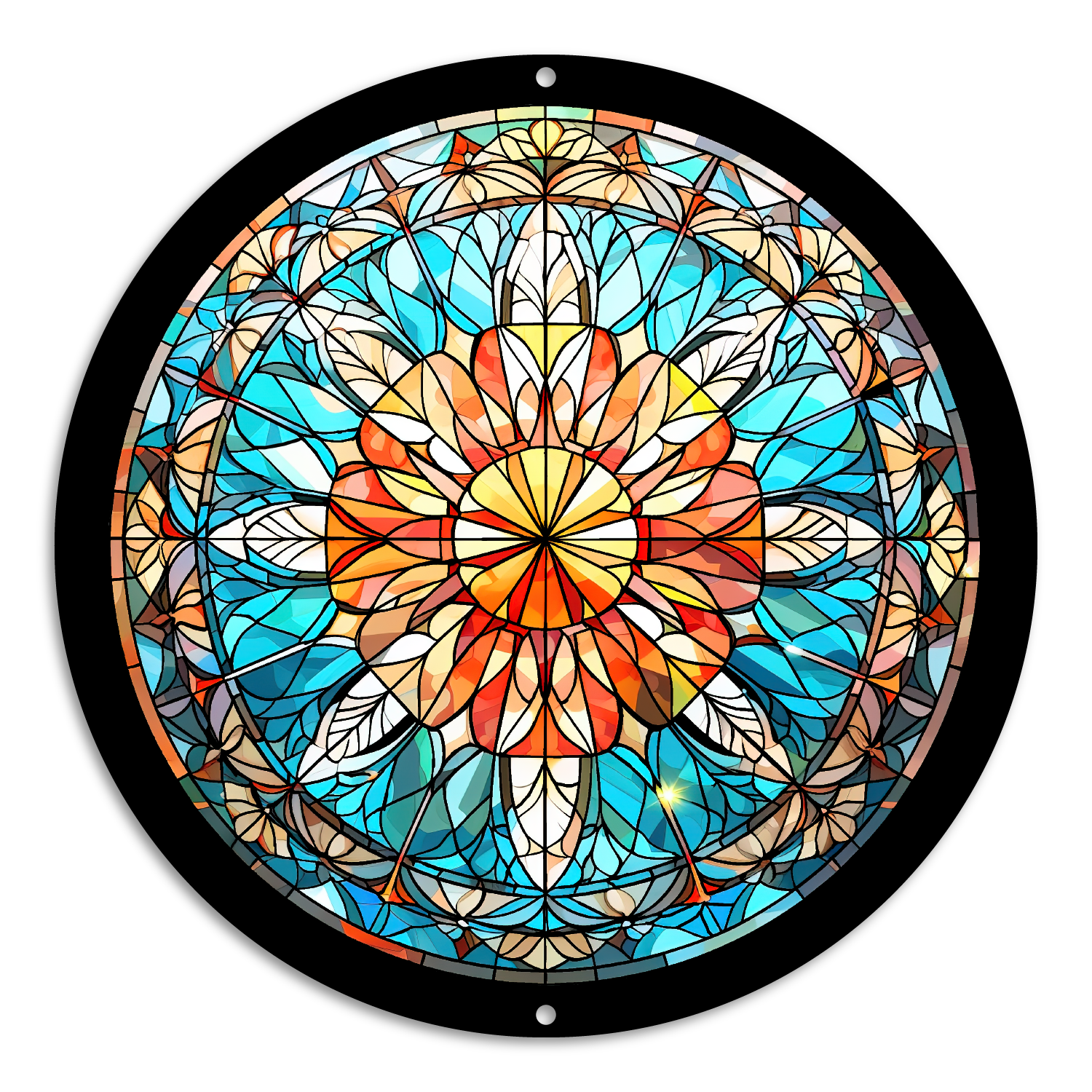 Stained Glass Style Print Christmas Flowers (#1)