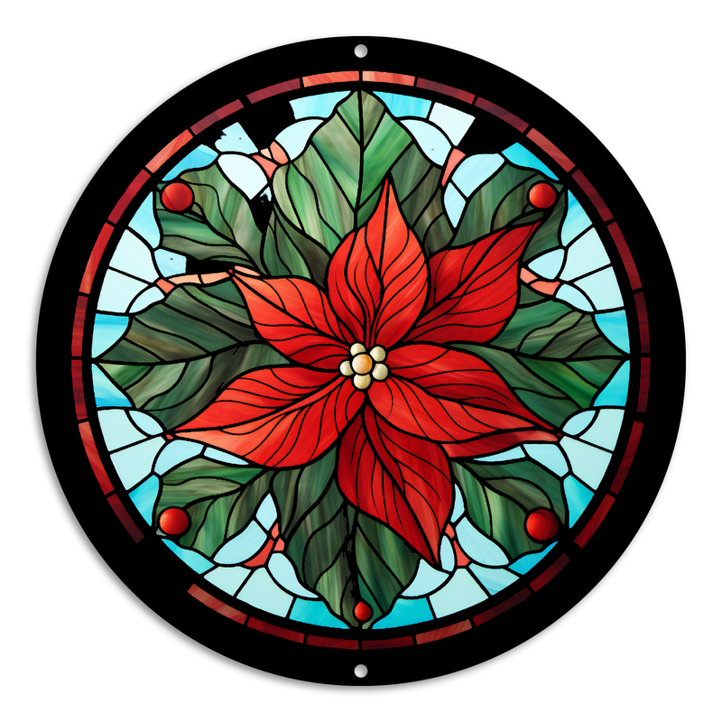 Stained Glass Style Print Christmas Flowers (#2)