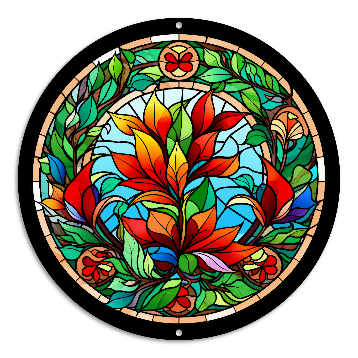 Stained Glass Style Print Flowers (#3)