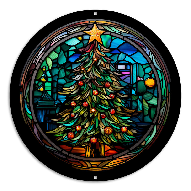 Stained Glass Style Print Christmas Trees (#4)