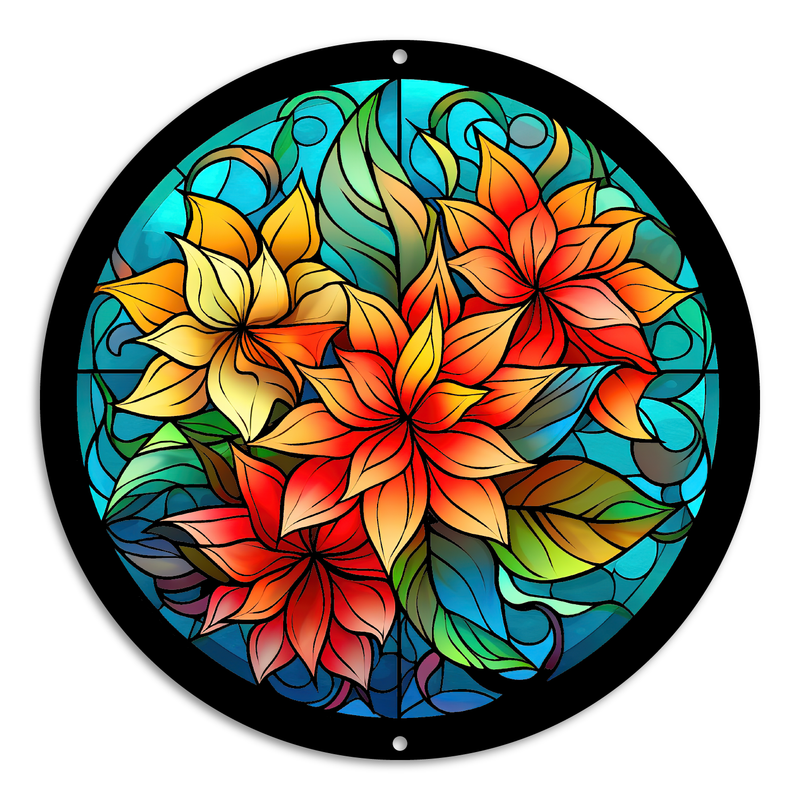 Stained Glass Style Print Flowers (#5)