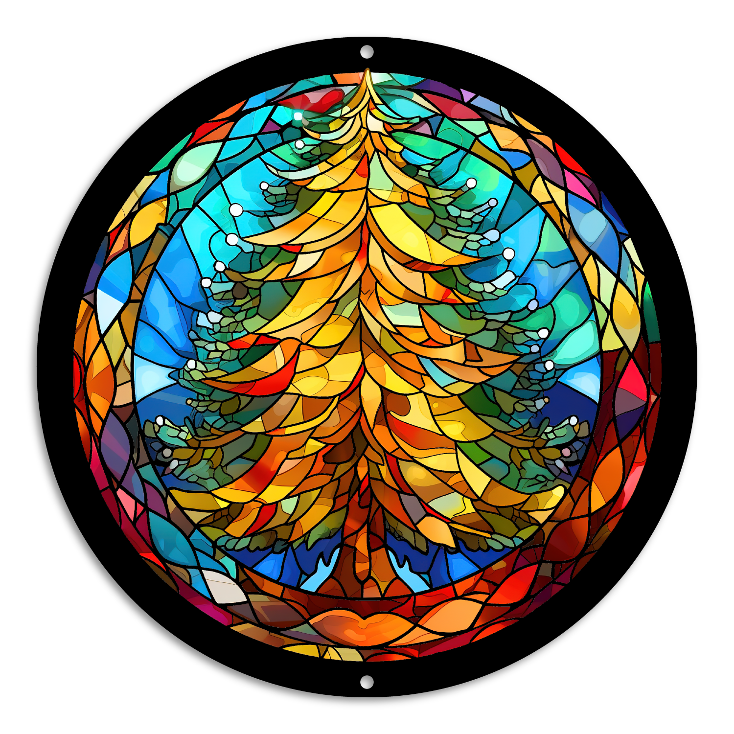 Stained Glass Style Print Christmas Trees (#5)