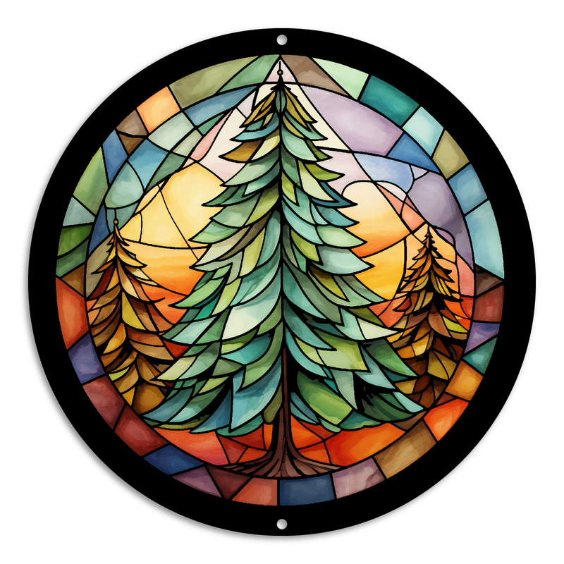 Stained Glass Style Print Christmas Trees (#6)