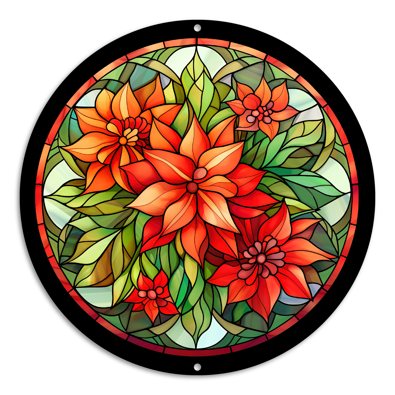 Stained Glass Style Print Christmas Flowers (#7)