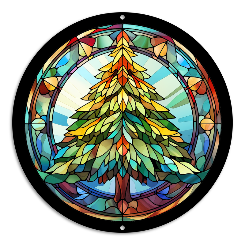 Stained Glass Style Print Christmas Trees (#8)