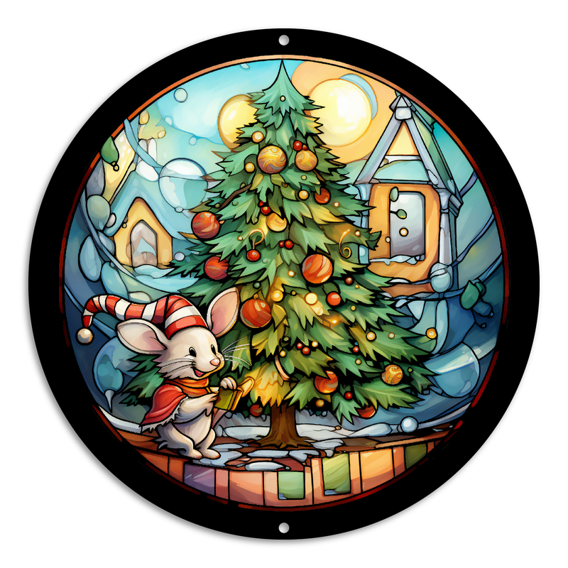 Stained Glass Style Print Christmas Trees (#9)