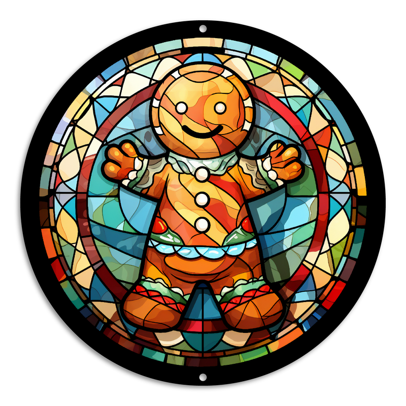 Stained Glass Style Print Gingerbread Man (#1)