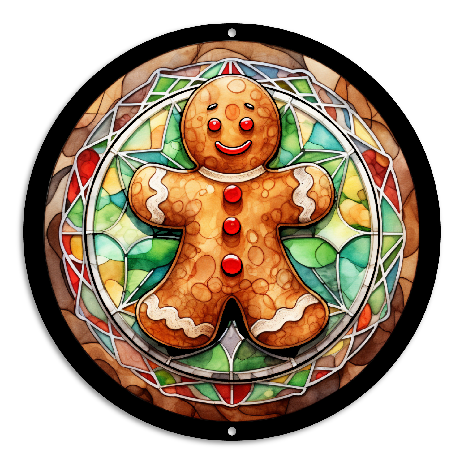 Stained Glass Style Print Gingerbread Man (#2)