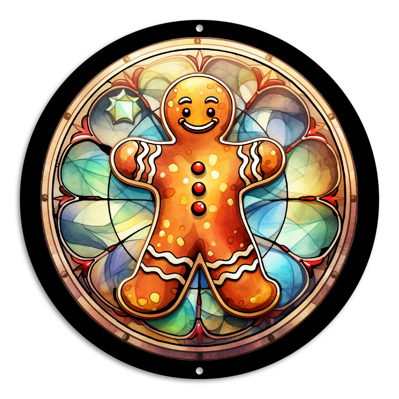 Stained Glass Style Print Gingerbread Man (#3)