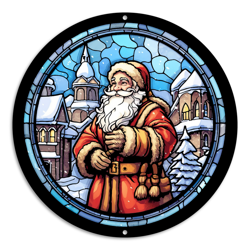 Stained Glass Style Print Santa (#1)