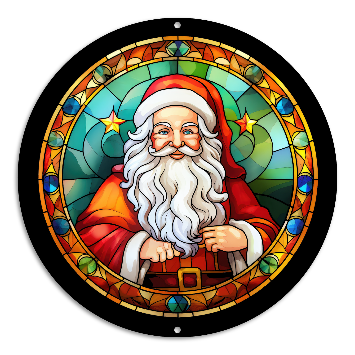 Stained Glass Style Print Santa (#9)