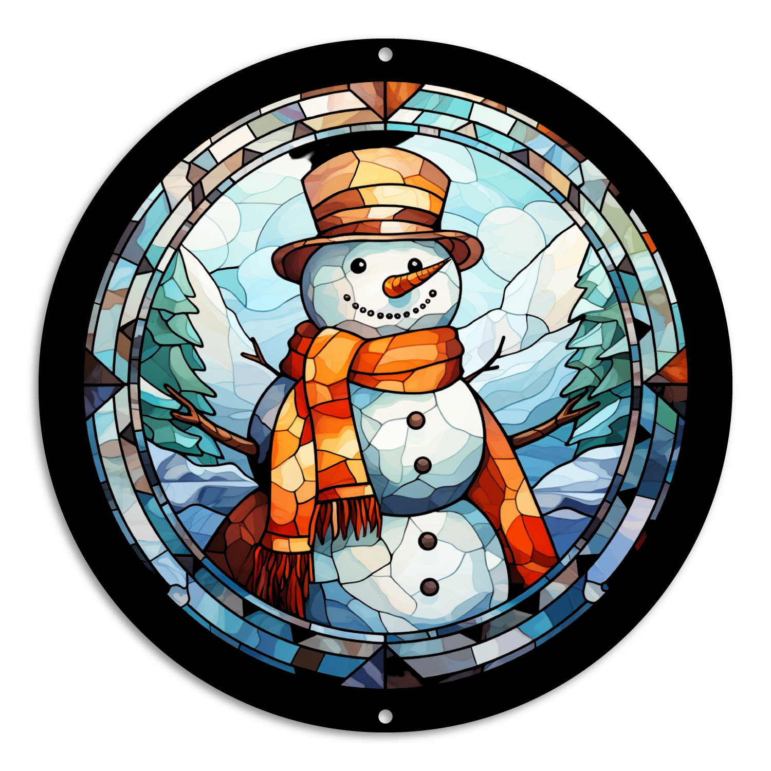 Stained Glass Style Print Snowman (#2)