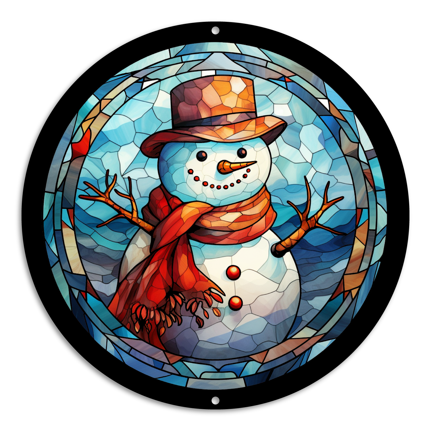 Stained Glass Style Print Snowman (#4)