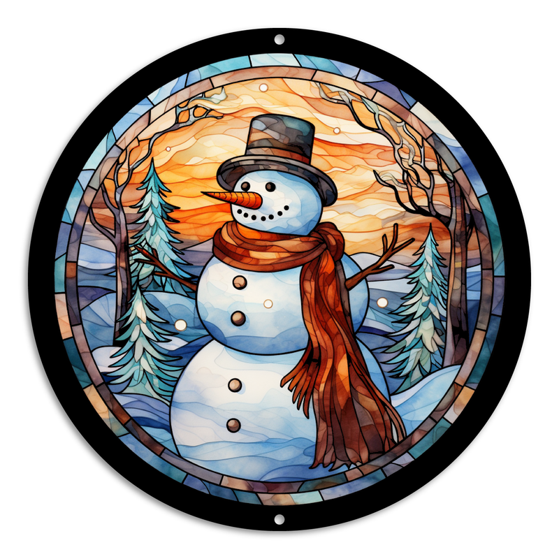 Stained Glass Style Print Snowman (#5)