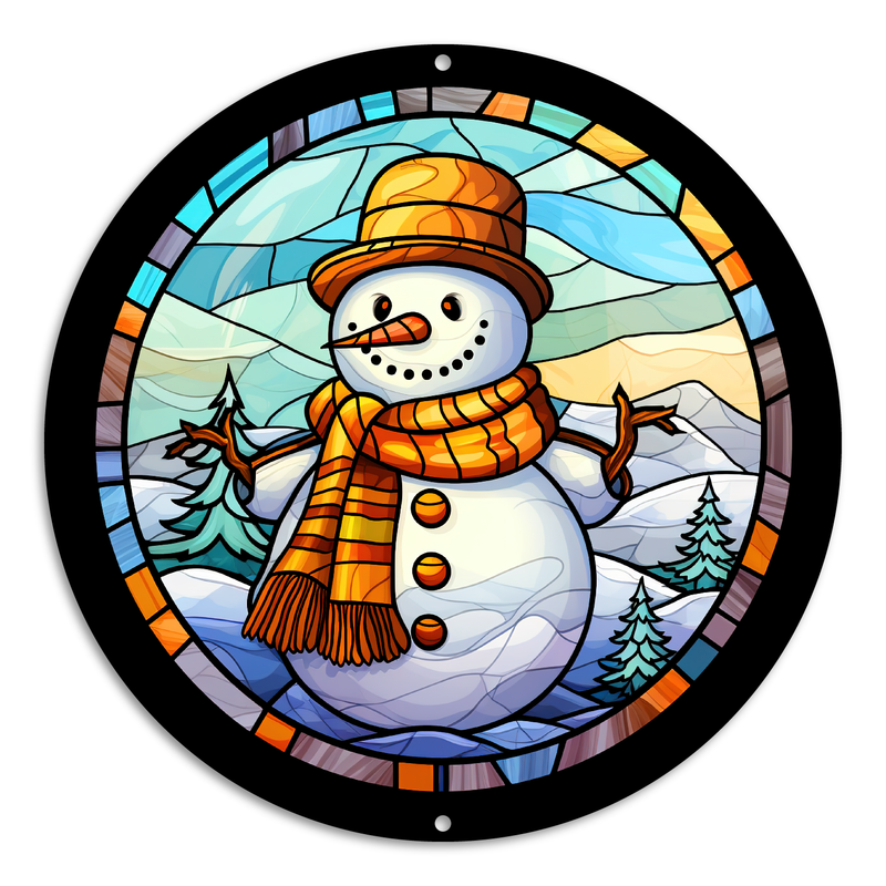 Stained Glass Style Print Snowman (#6)