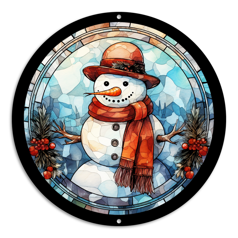 Stained Glass Style Print Snowman (#7)