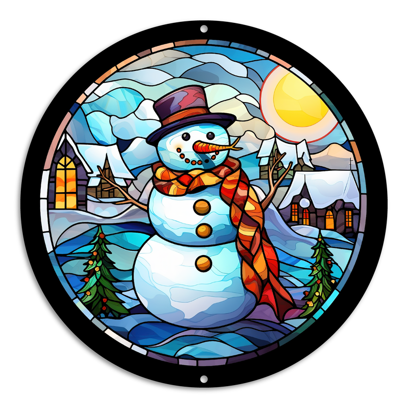 Stained Glass Style Print Snowman (#9)