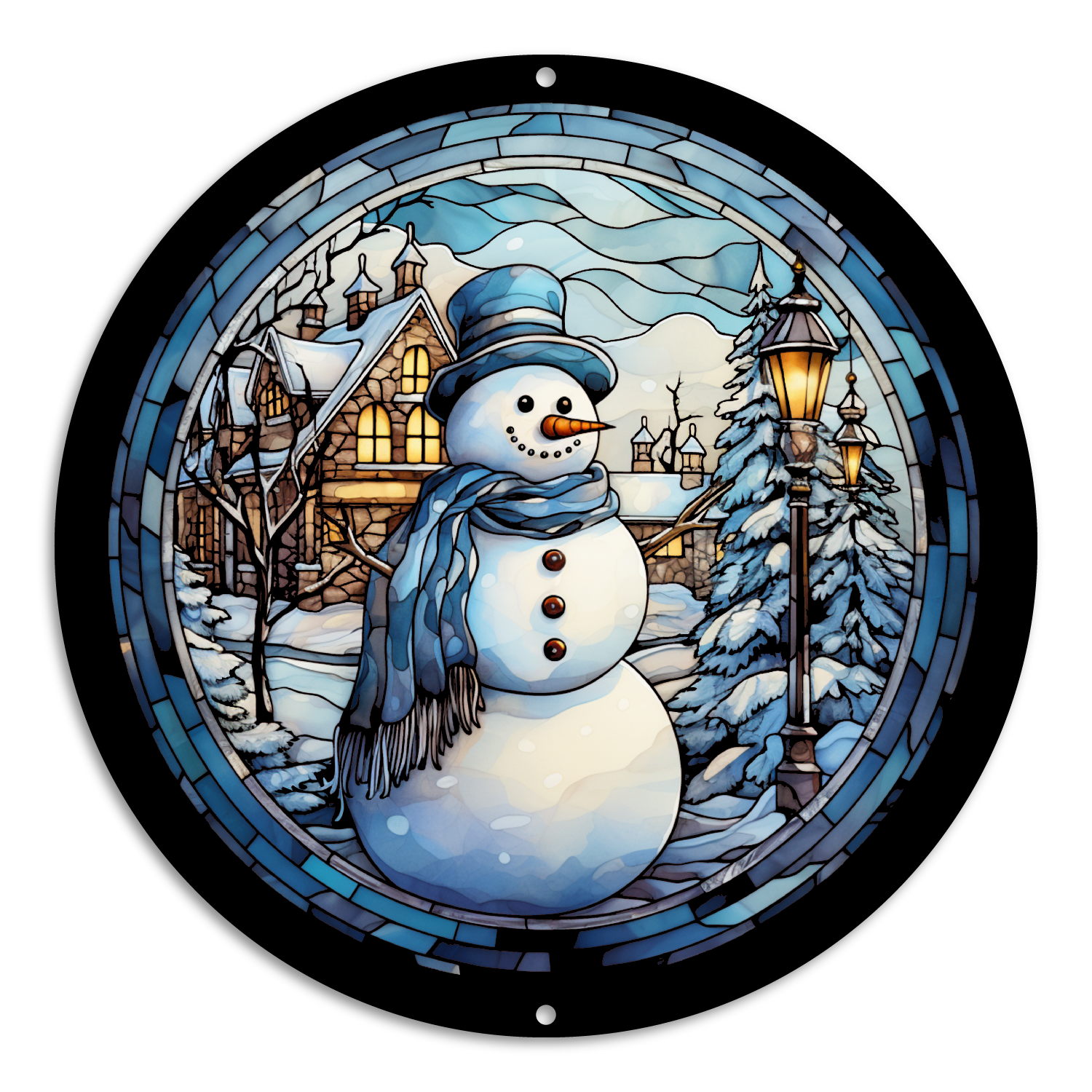 Stained Glass Style Print Snowman (#10)