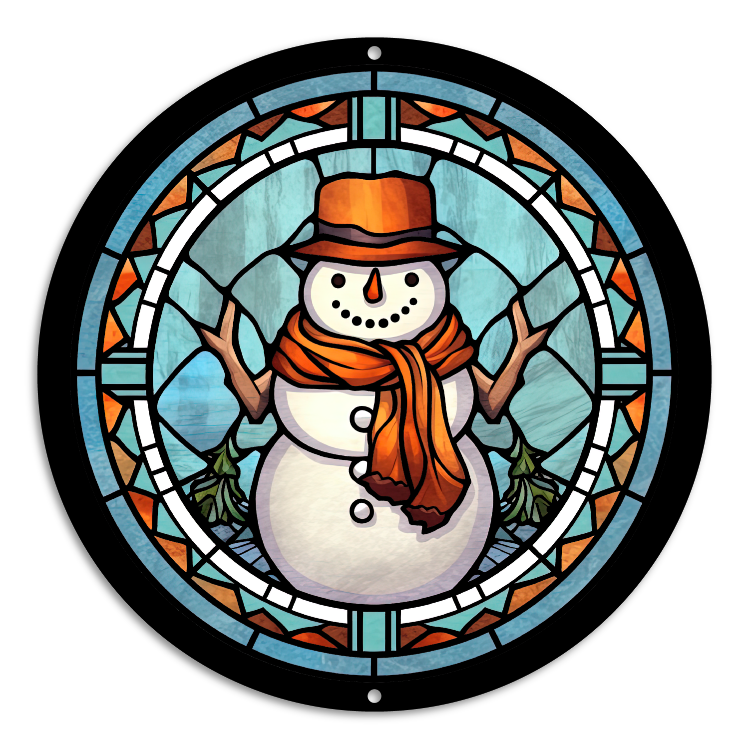 Stained Glass Style Print Snowman (#11)