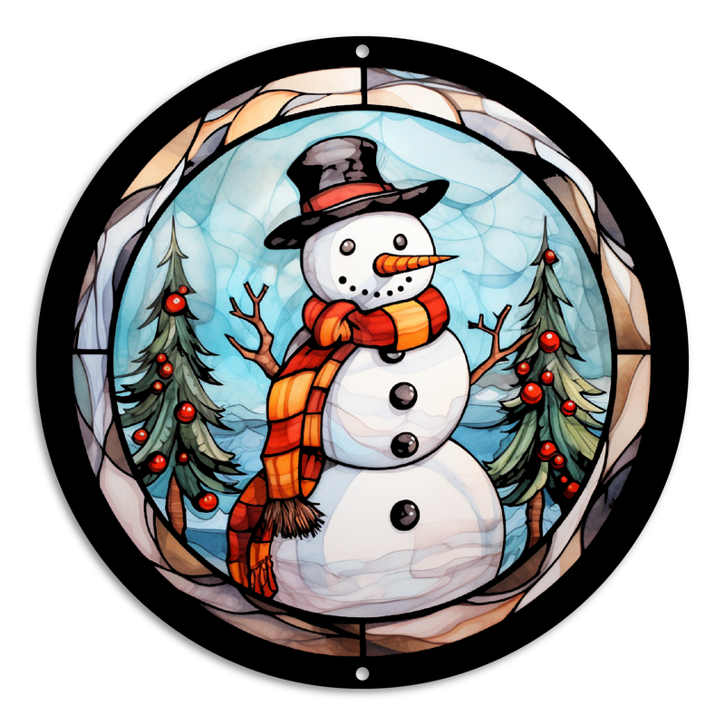 Stained Glass Style Print Snowman (#12)