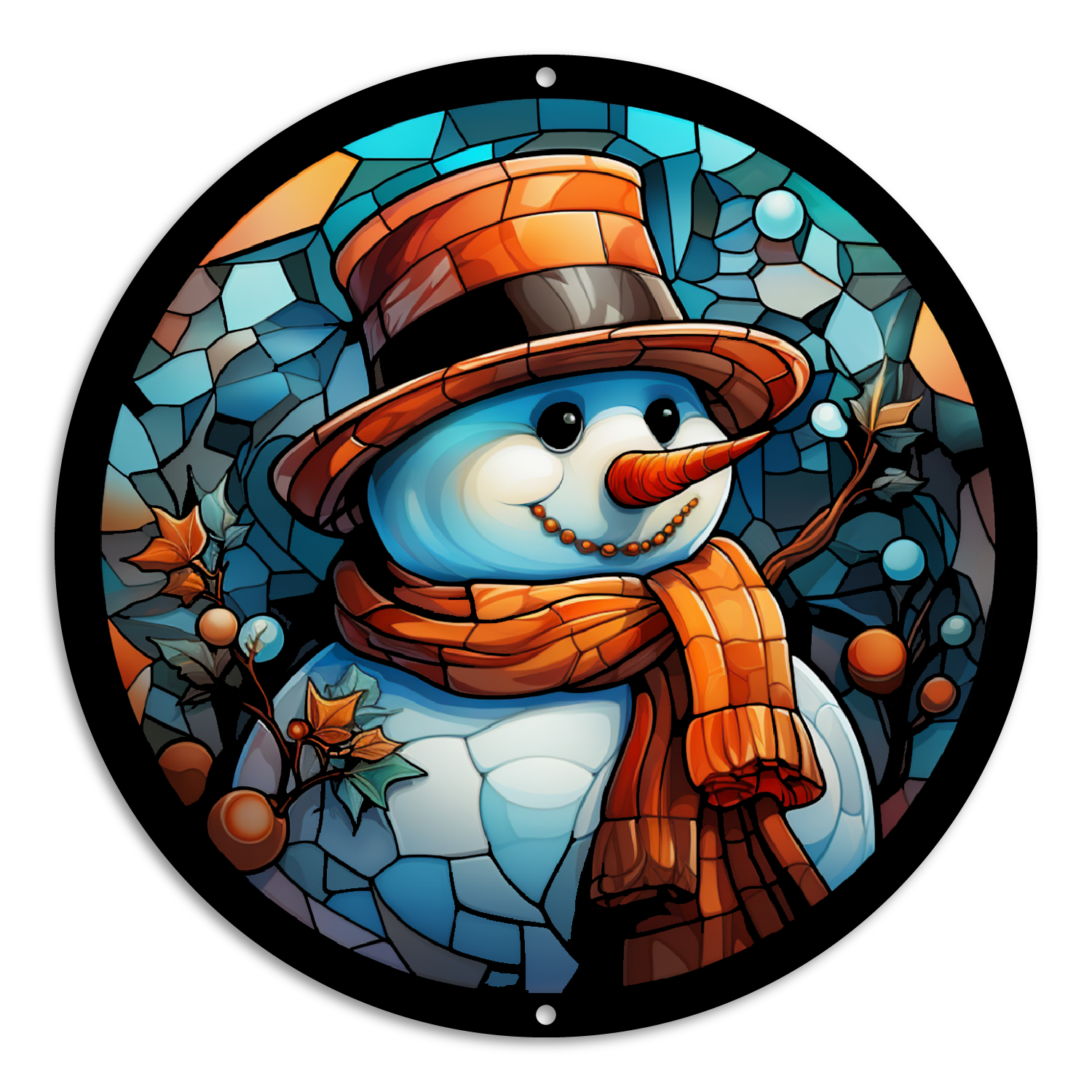 Stained Glass Style Print Snowman (#14)