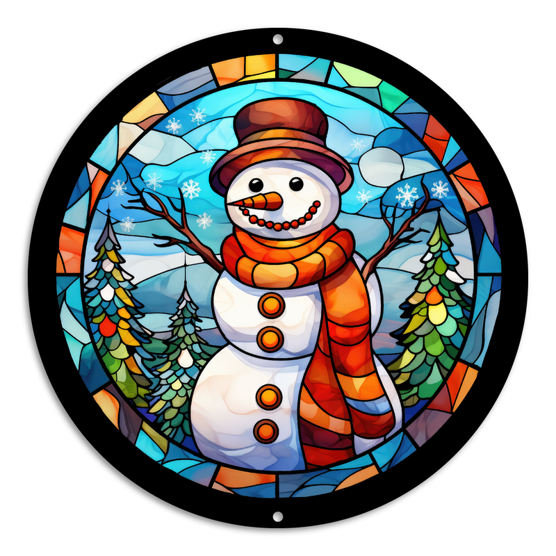 Stained Glass Style Print Snowman (#15)