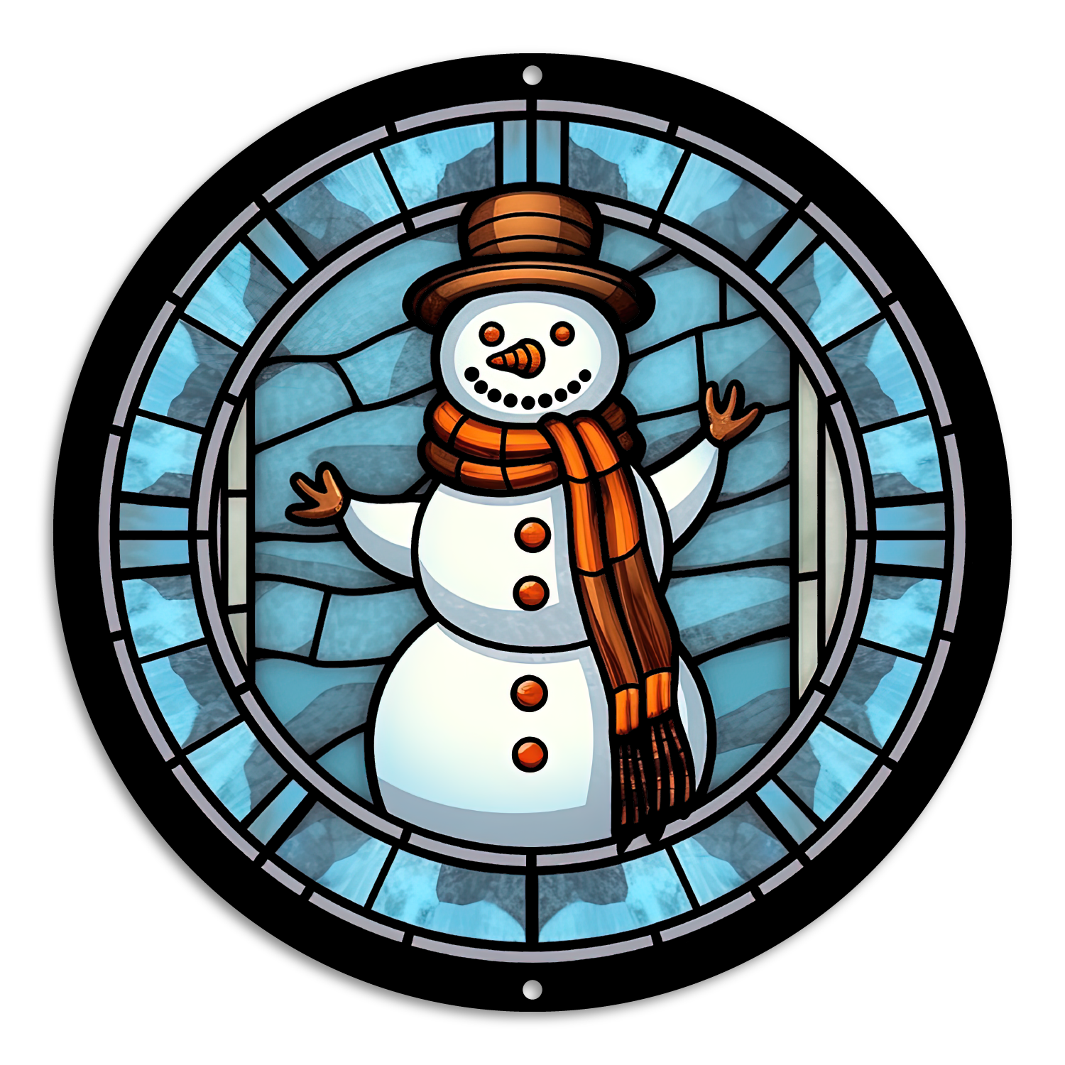 Stained Glass Style Print Snowman (#17)