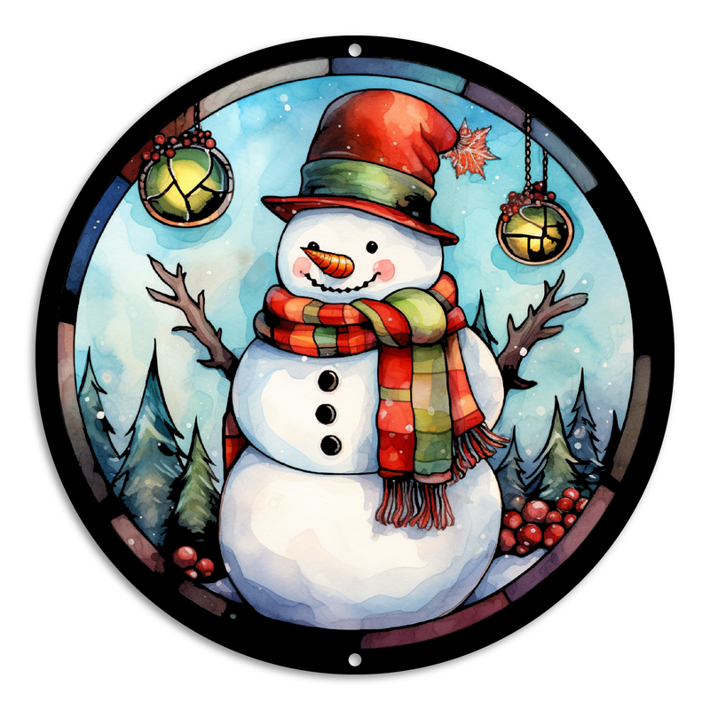 Stained Glass Style Print Snowman (#18)