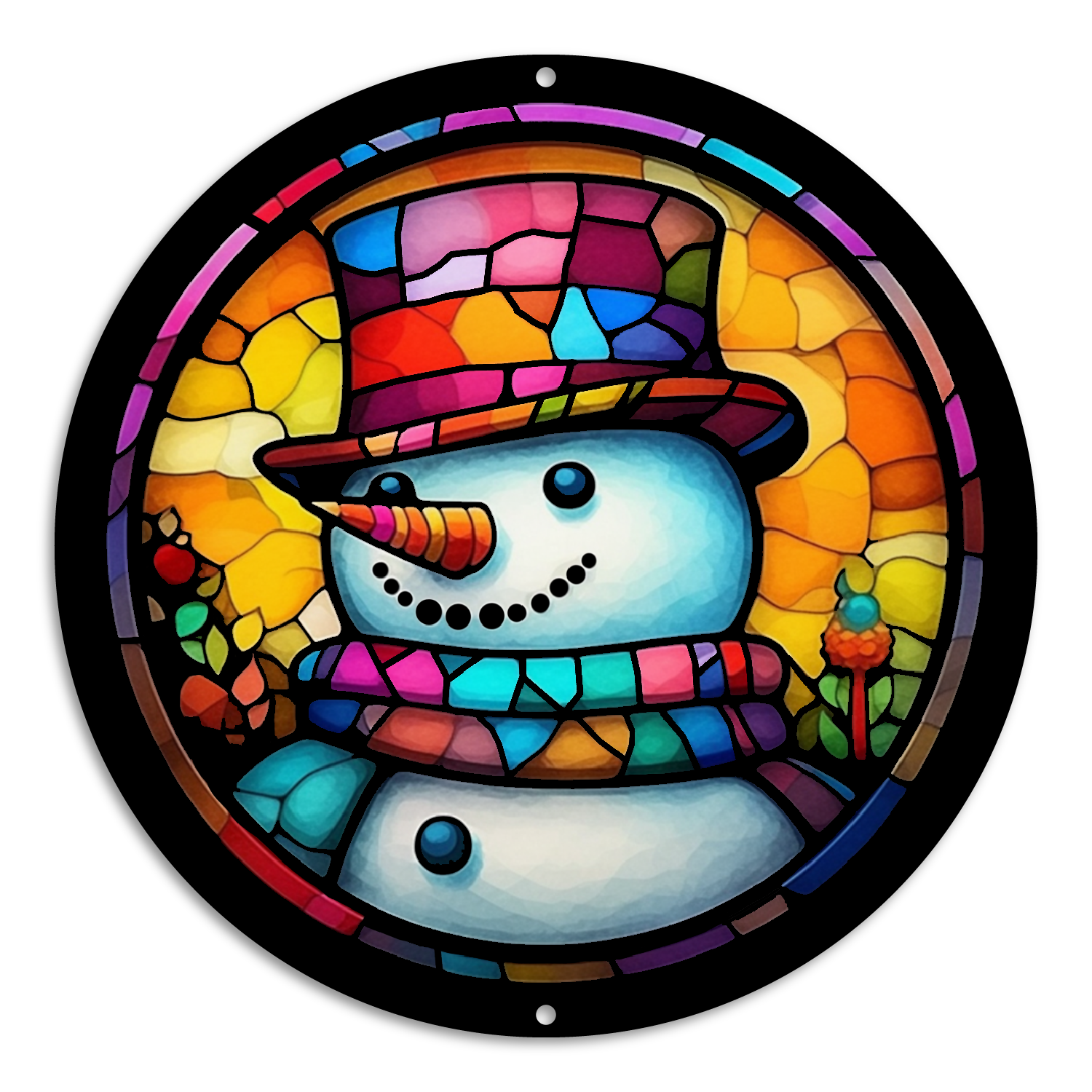 Stained Glass Style Print Snowman (#19)